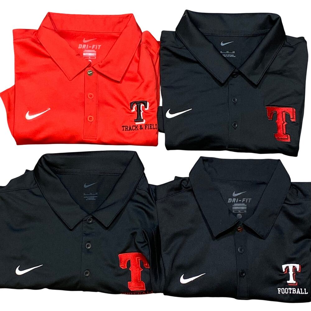 Lot of 4 Nike Coaching Dri-Fit Polo Shirt XL Football Black Red 3-Button